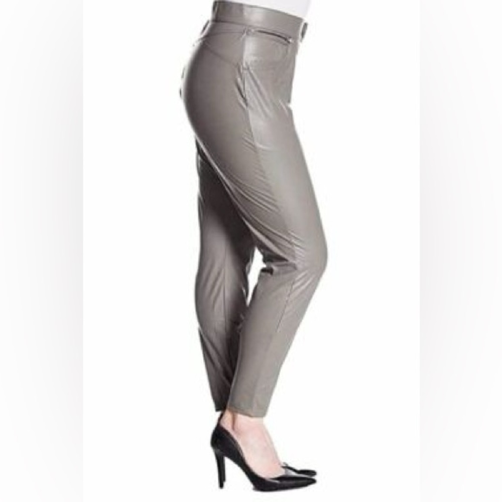 HUE Plus Size Leatherette Leggings - Filament Grey Size 2X